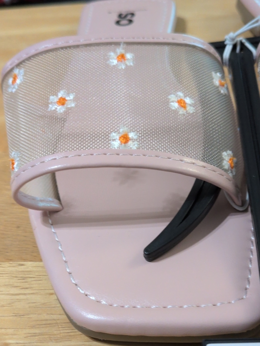Pink Daisy Mesh Flat Sandals - Picture 3 of 6